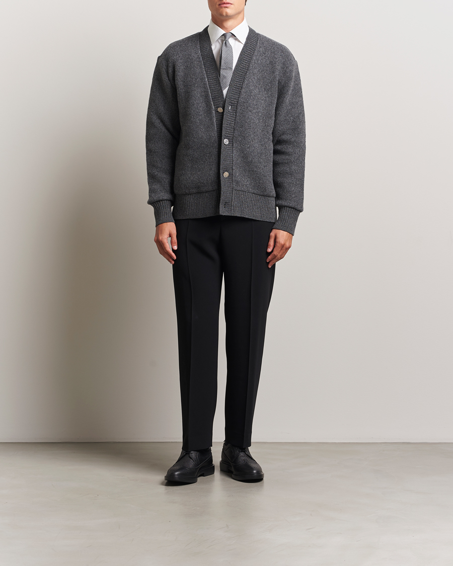Herren | Pullover | Thom Browne | Wool Fleece Cardigan Charcoal