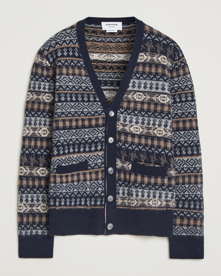 Herren | Pullover | Thom Browne | Fairisle Jacquard Cardigan Navy