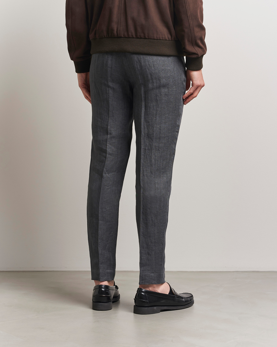 Herren | Hosen | Incotex | Tapered Fit Linen Herringbone Trousers Grey