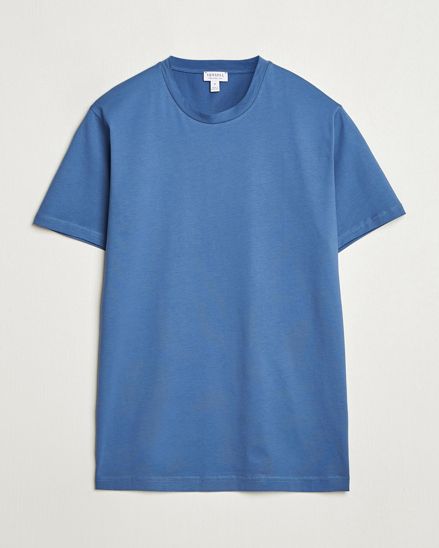 Herren | T-Shirts | Sunspel | Riviera Midweight T-Shirt Soft Denim