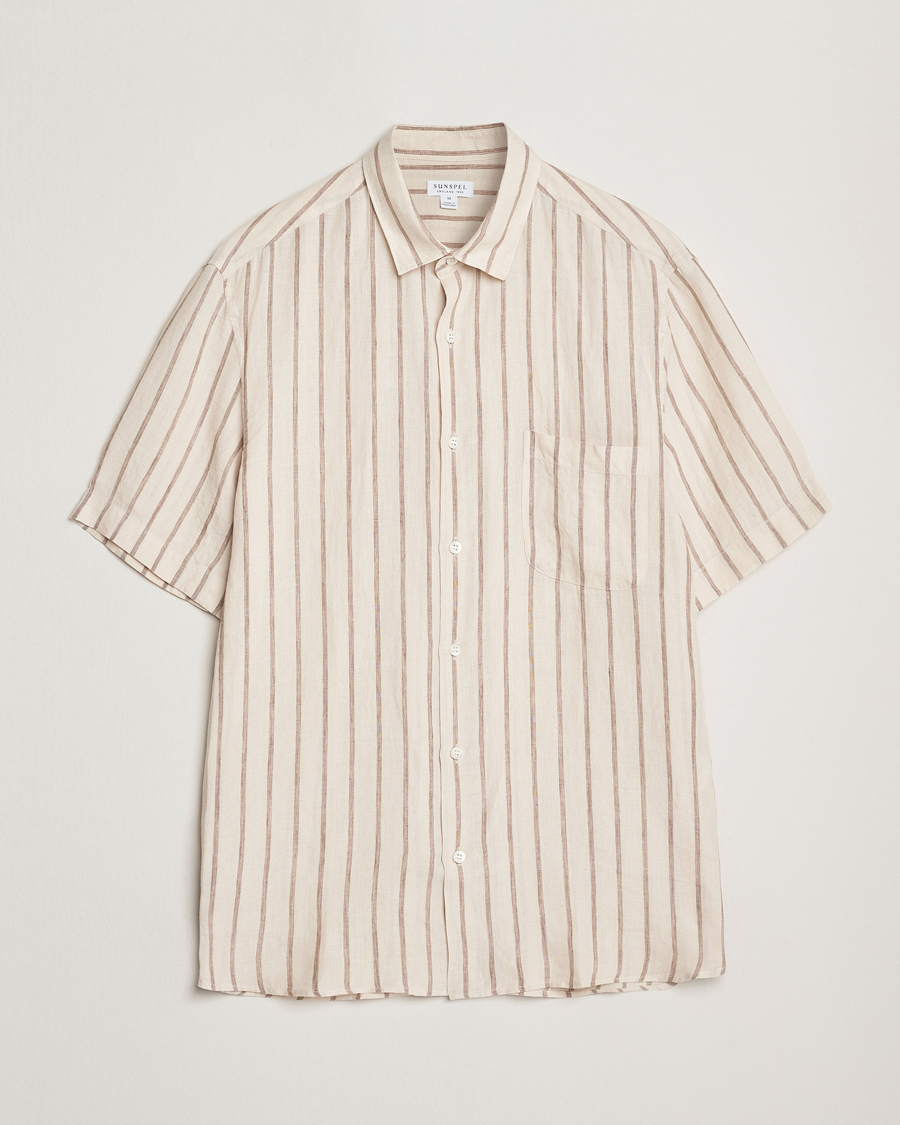 Herren | Hemden | Sunspel | Linen Short Sleeve Shirt Ecru/Dune