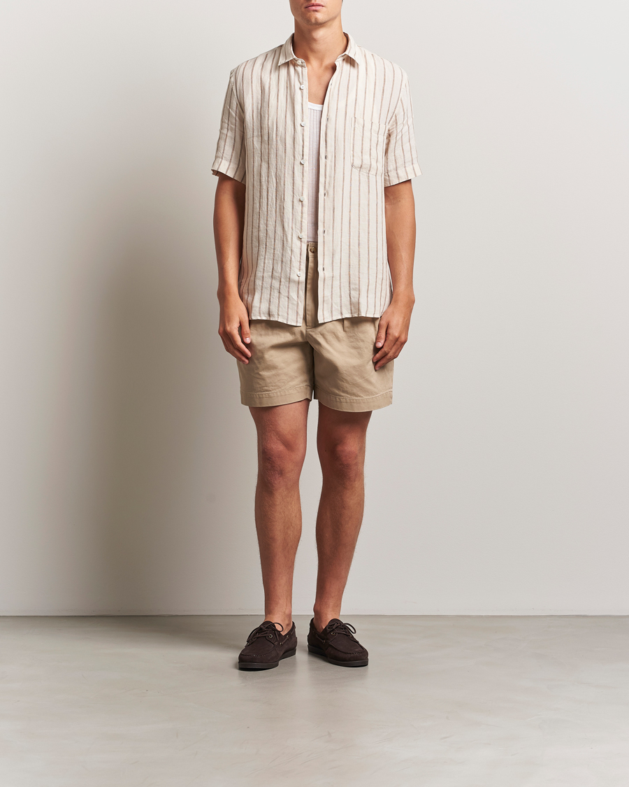 Herren | Hemden | Sunspel | Linen Short Sleeve Shirt Ecru/Dune