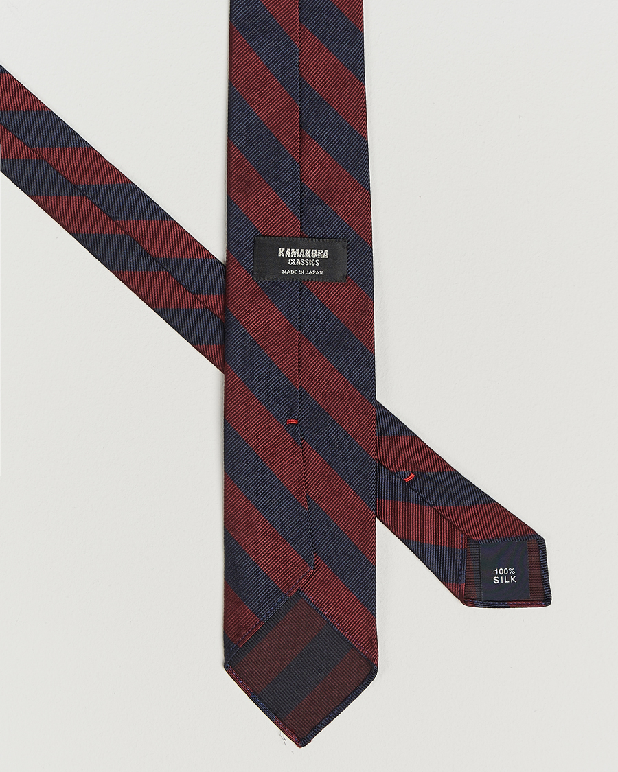 Herren | Krawatten | Kamakura Shirts | Vintage Ivy Regimental Stripe Silk Tie Navy/Green