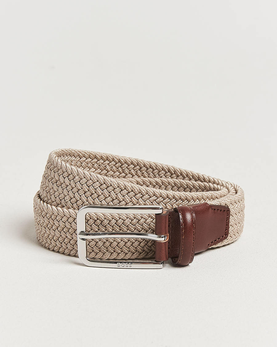 Herren | Gürtel | BOSS BLACK | Clorio Elastic Woven Belt Light Beige