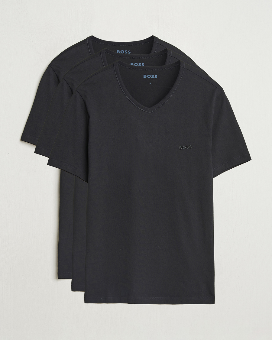 Herren | T-Shirts | BOSS BLACK | 3-Pack V-Neck T-Shirt Black