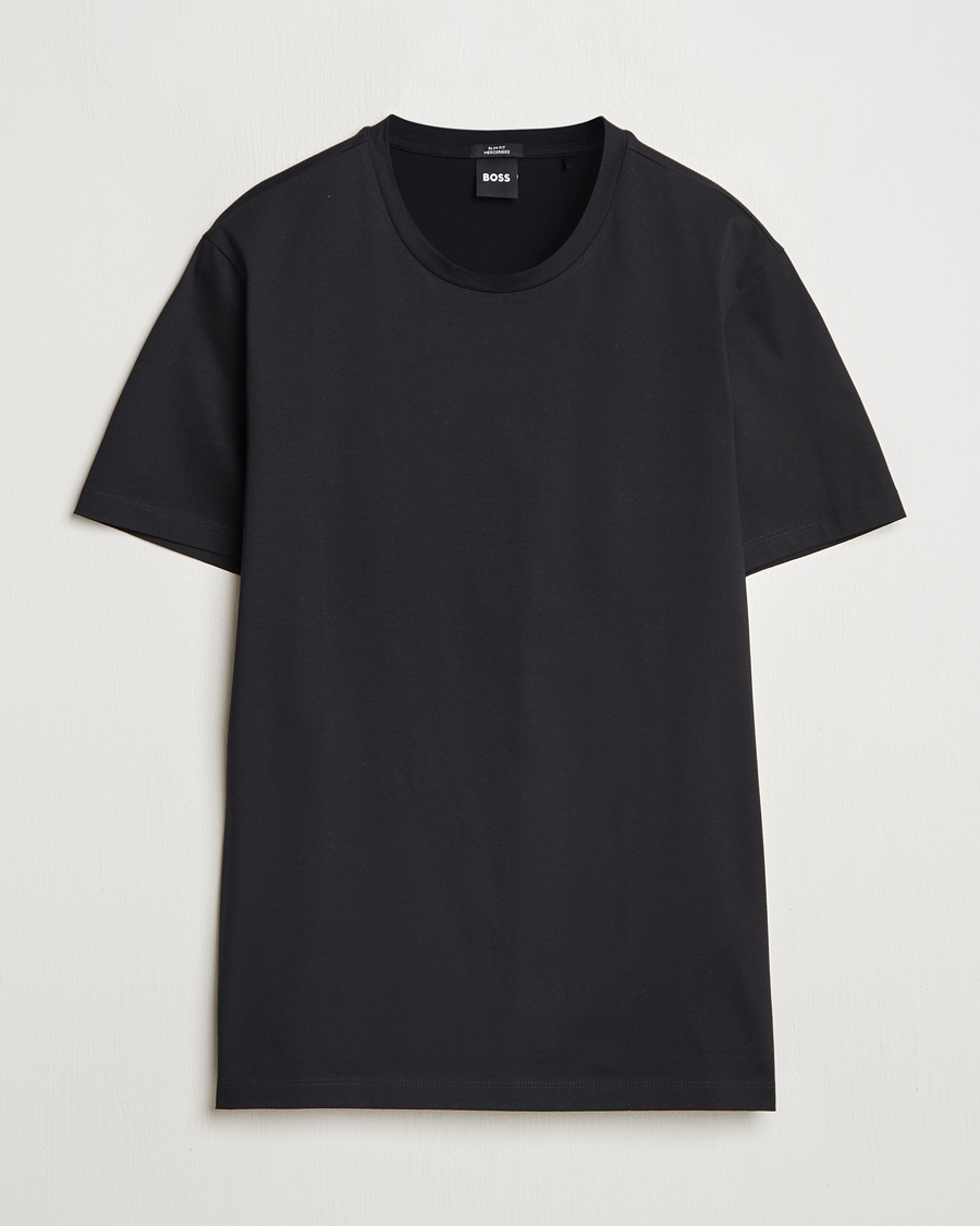 Herren | T-Shirts | BOSS BLACK | Tessler Mercerized Crew Neck T-Shirt Black