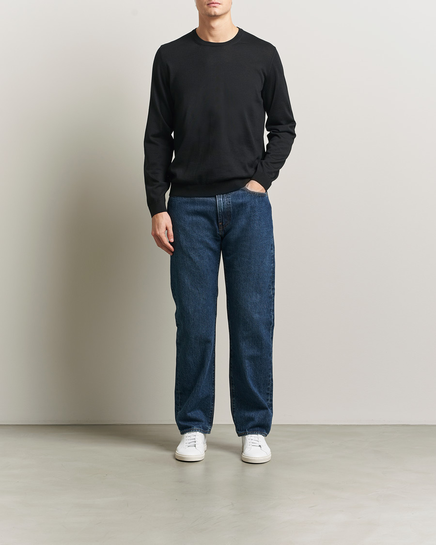 Herren | Pullover | BOSS BLACK | Leno Wool Crew Neck Pullover Black