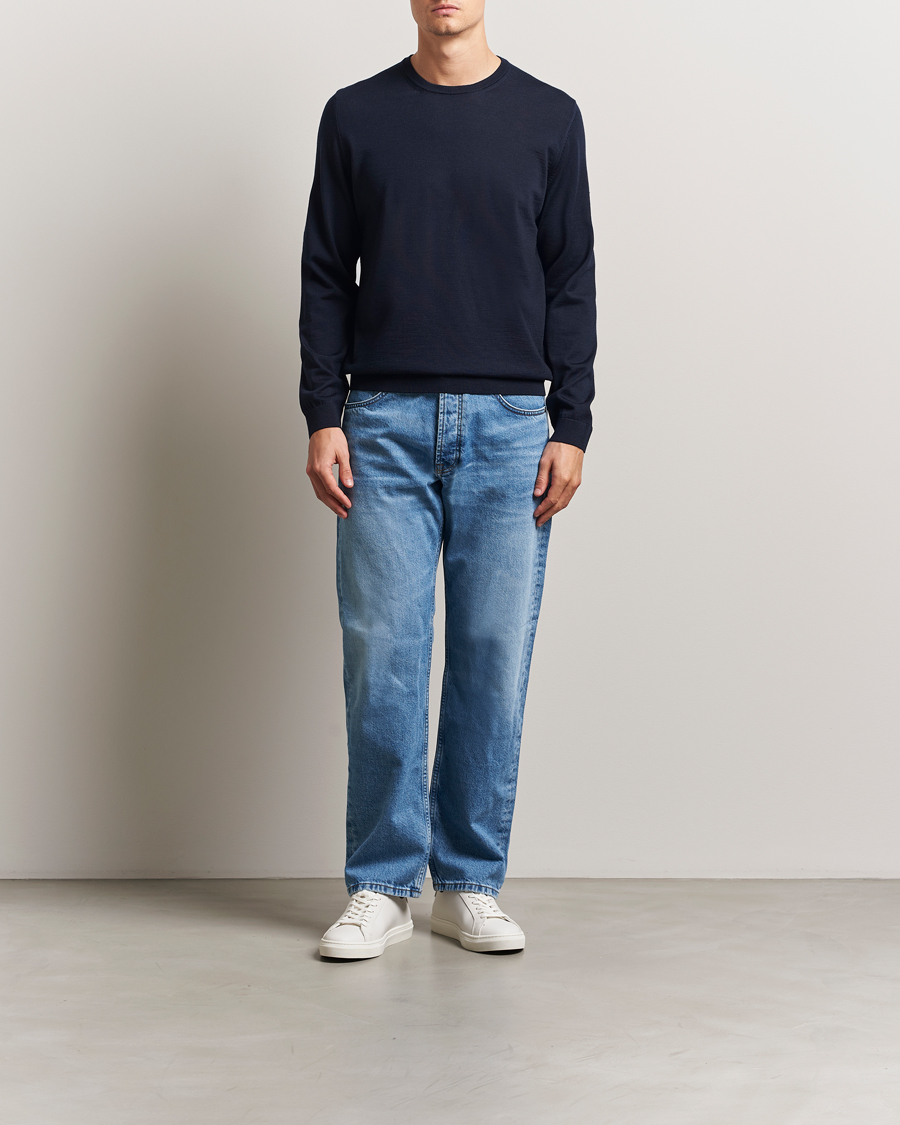 Herren | Pullover | BOSS BLACK | Leno Wool Crew Neck Pullover Dark Blue
