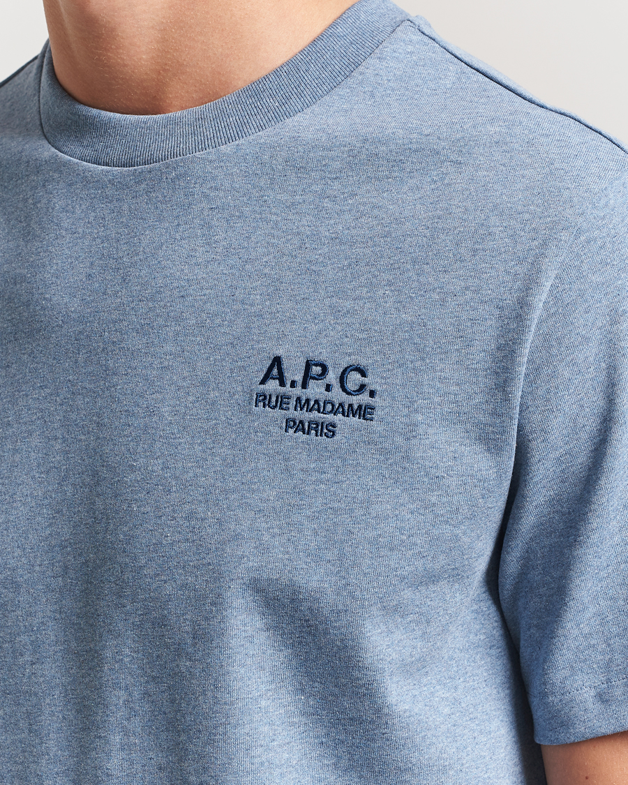 Herren | T-Shirts | A.P.C. | Rue Madame T-Shirt Blue Melange/Navy