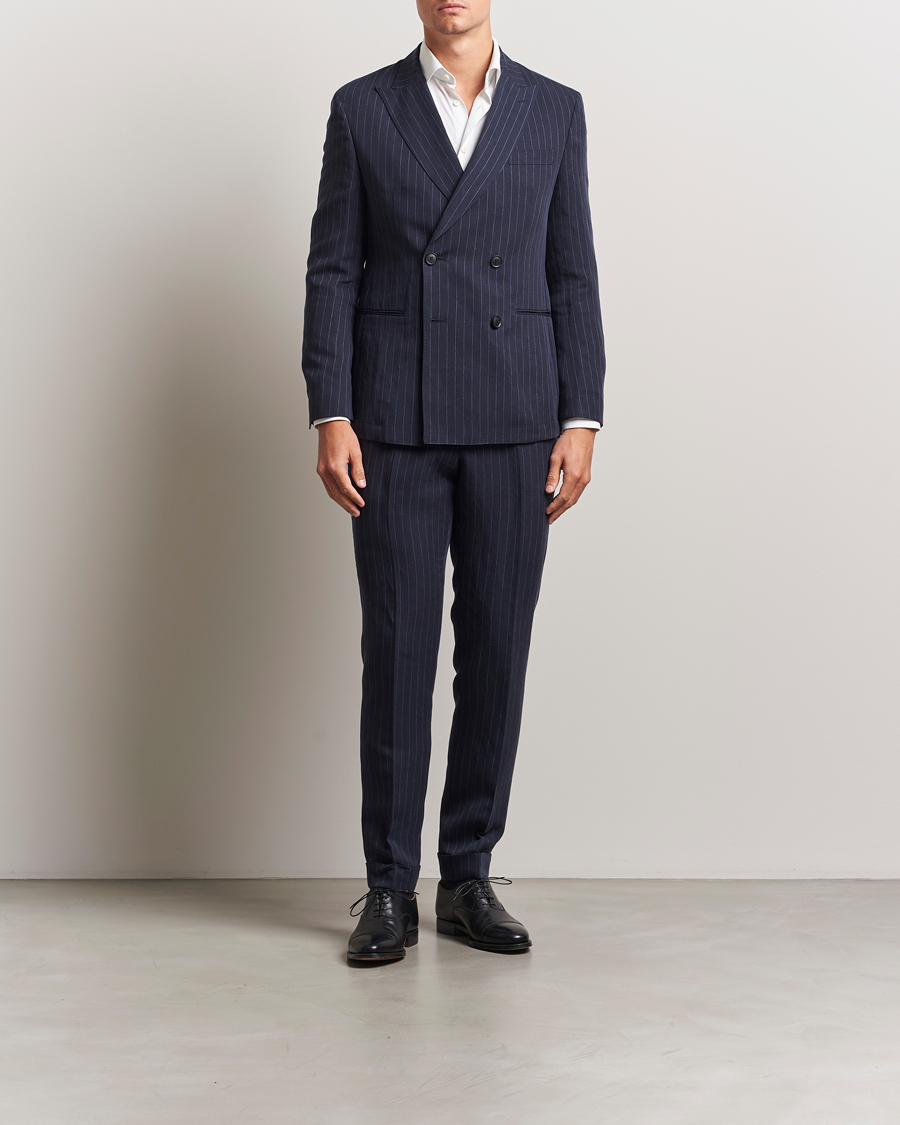 Herren | Anzüge | BOSS BLACK | Huge Double Breasted Pinstriped Suit Dark Blue