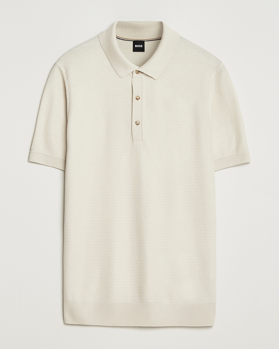 Herren | Poloshirts | BOSS BLACK | Lanotti Knitted Polo Open White