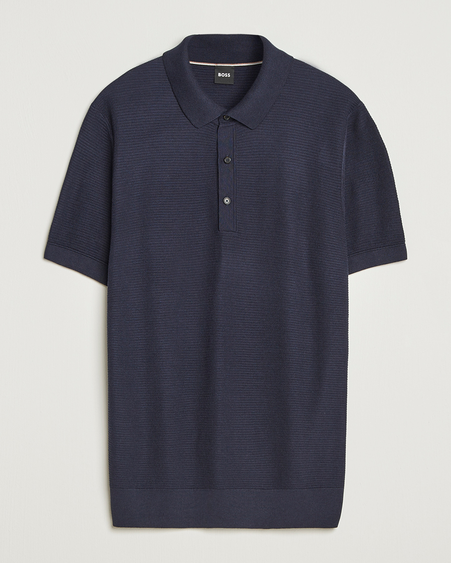 Herren | Poloshirts | BOSS BLACK | Lanotti Knitted Polo Dark Blue