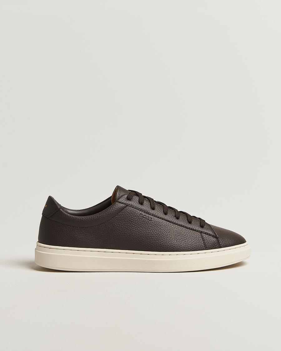 Herren | BOSS BLACK Kieran Grained Leather Sneaker Dark Brown | BOSS BLACK | Kieran Grained Leather Sneaker Dark Brown
