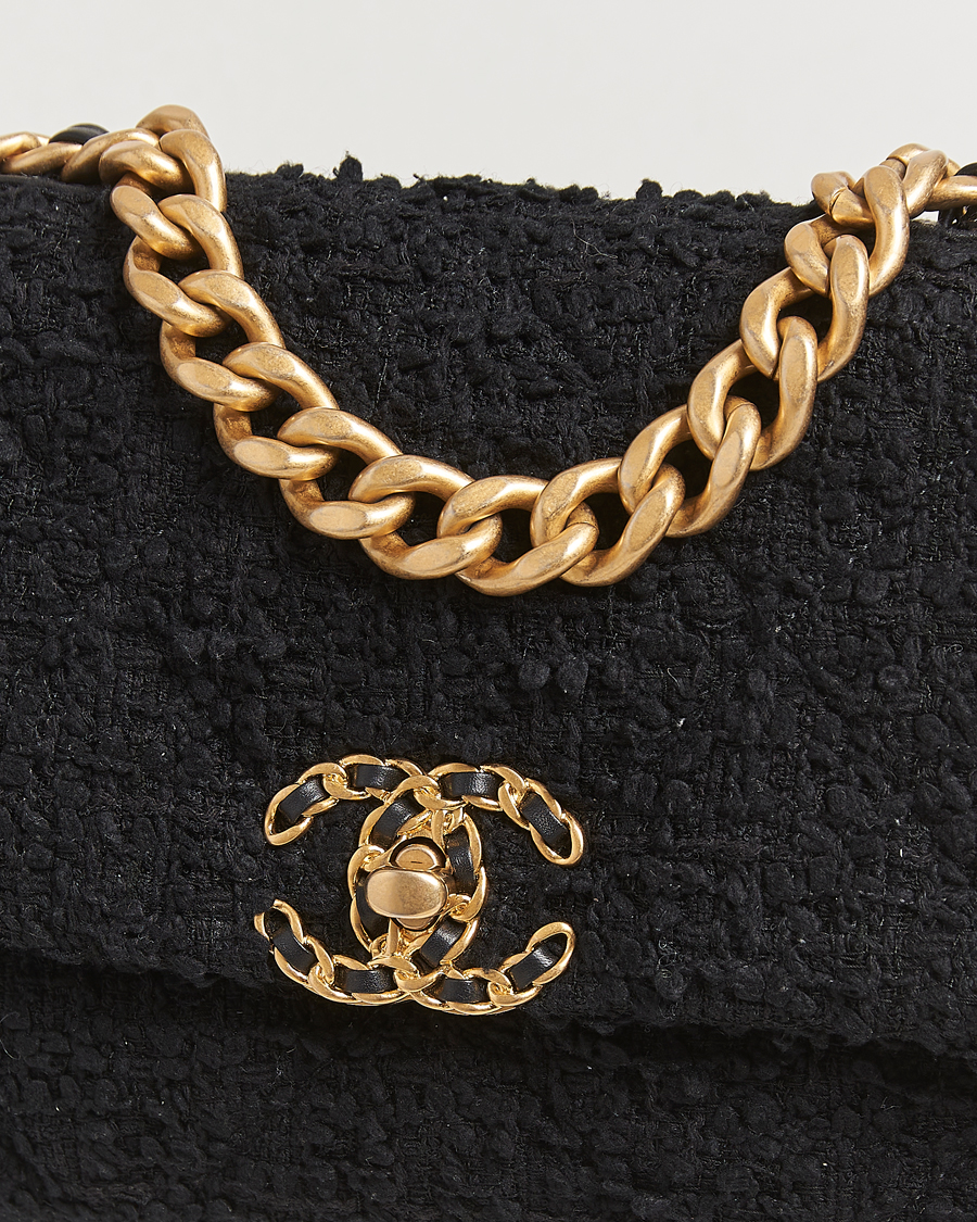 Herren | Chanel Pre-Owned Chanel 19 Tweed Handbag Black | Chanel Pre-Owned | Chanel 19 Tweed Handbag Black