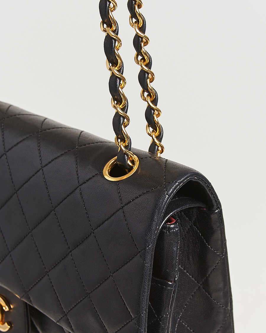 Herren | Chanel Pre-Owned Classic Double Flap Medium Lambskin Black | Chanel Pre-Owned | Classic Double Flap Medium Lambskin Black