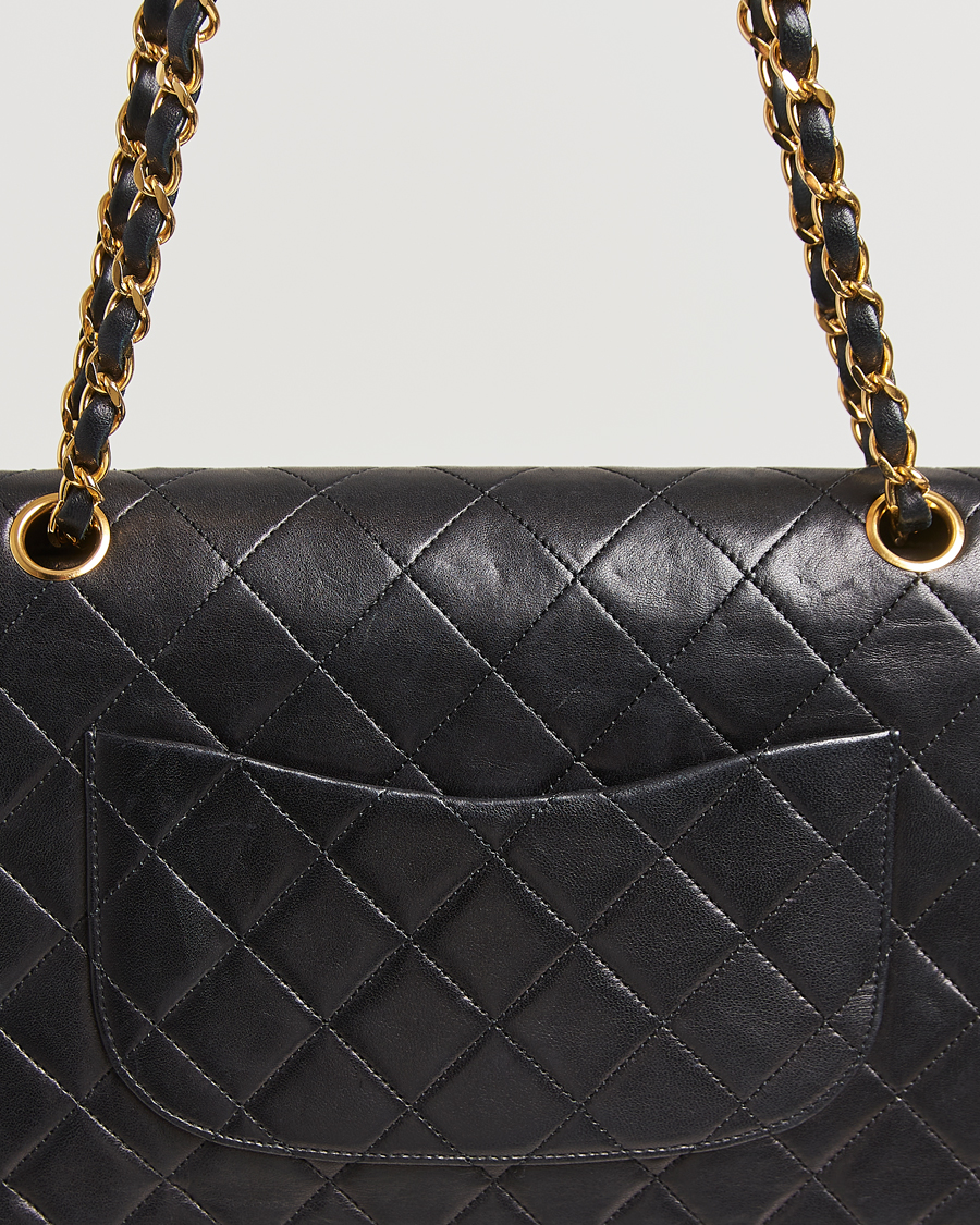 Herren | Chanel Pre-Owned Classic Double Flap Medium Lambskin Black | Chanel Pre-Owned | Classic Double Flap Medium Lambskin Black