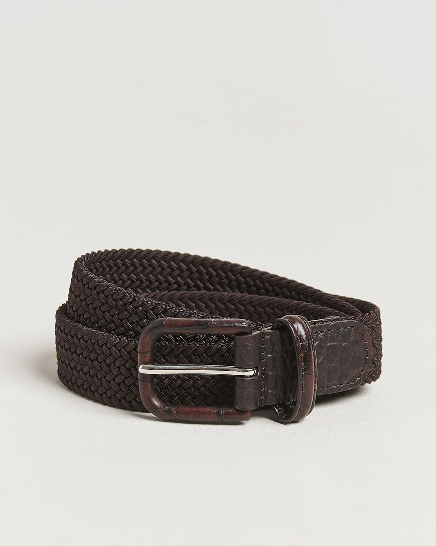 Herren | Gürtel | Anderson's | Stretch Woven Leather Buckle 3 cm Belt Brown
