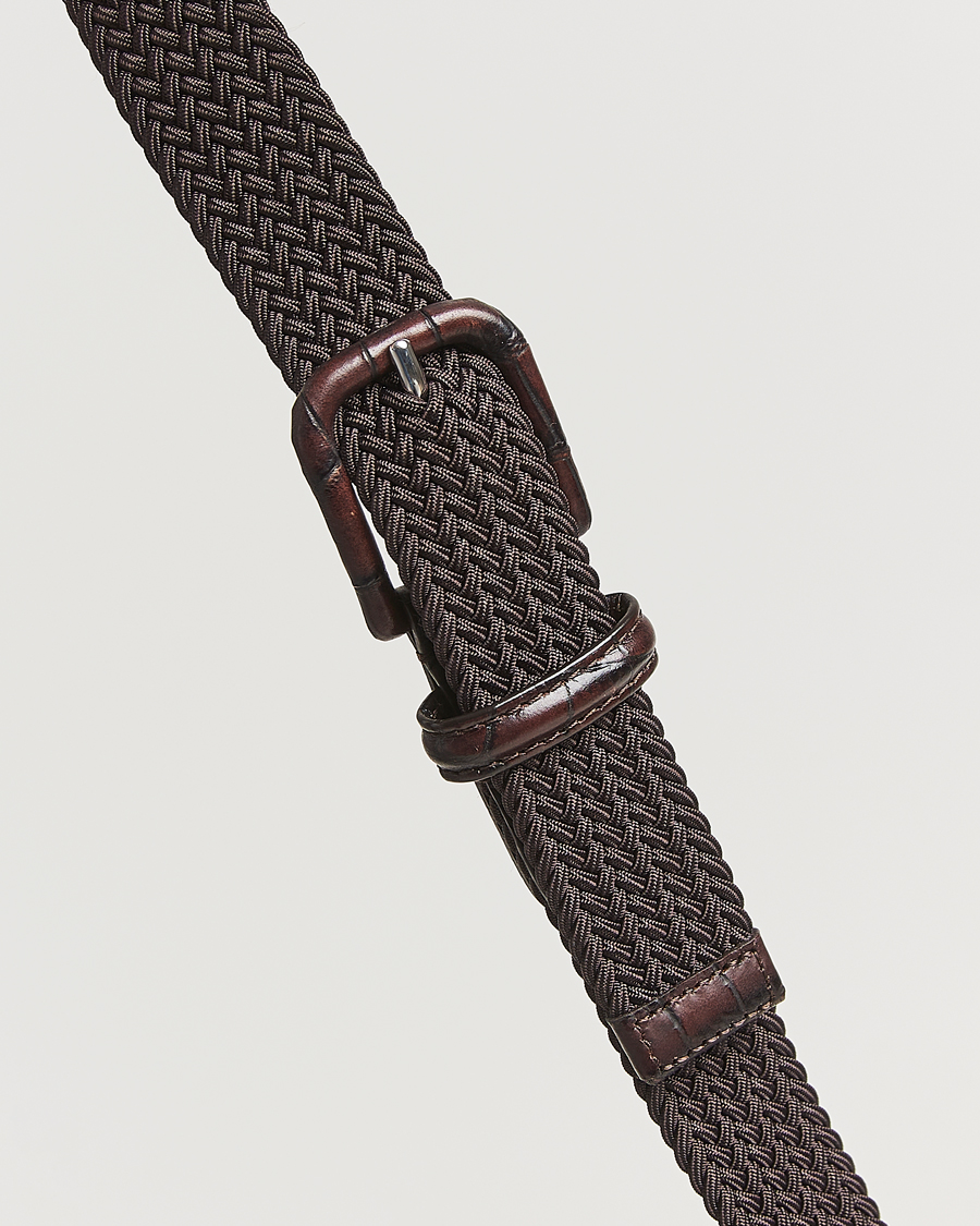 Herren | Gürtel | Anderson's | Stretch Woven Leather Buckle 3 cm Belt Brown