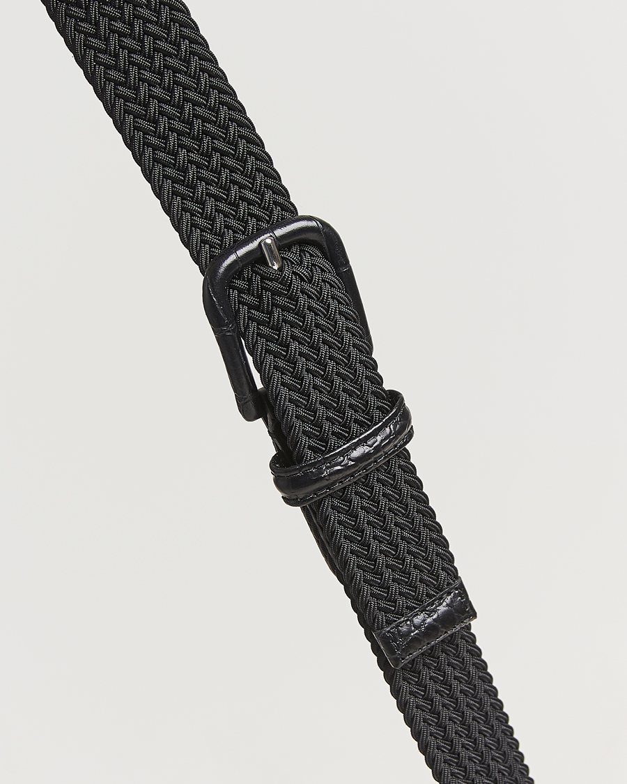 Herren | Gürtel | Anderson's | Stretch Woven Leather Buckle 3 cm Belt Black