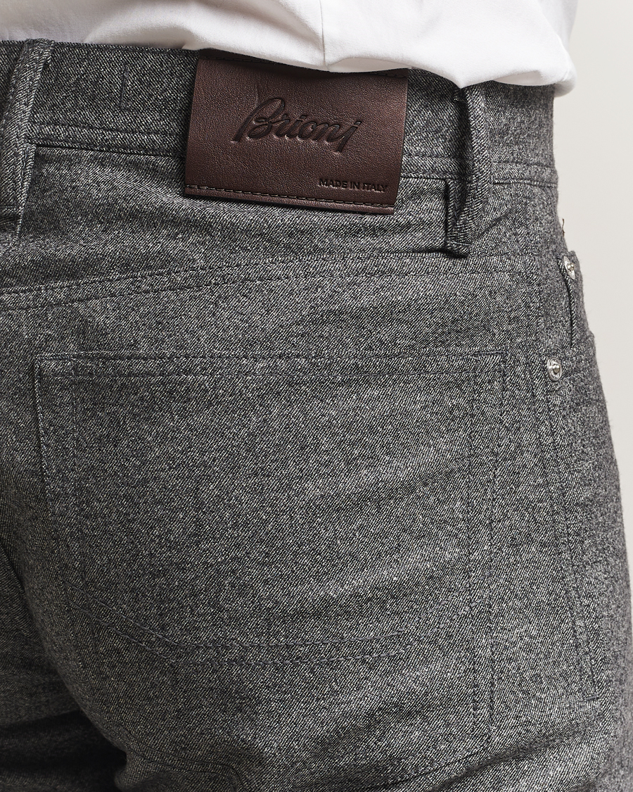 Herren | Hosen | Brioni | 5-Pocket Flannel Pants Grey Melange