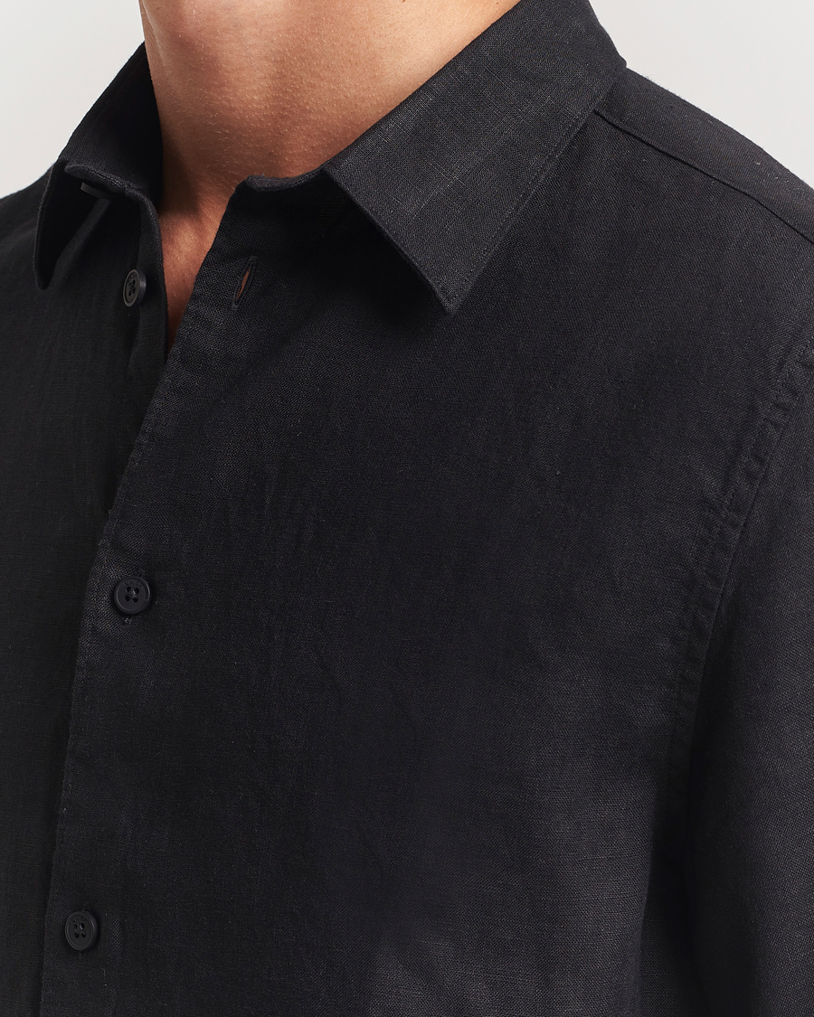 Herren | Hemden | NN07 | Enzo Linen Short Sleeve Shirt Black