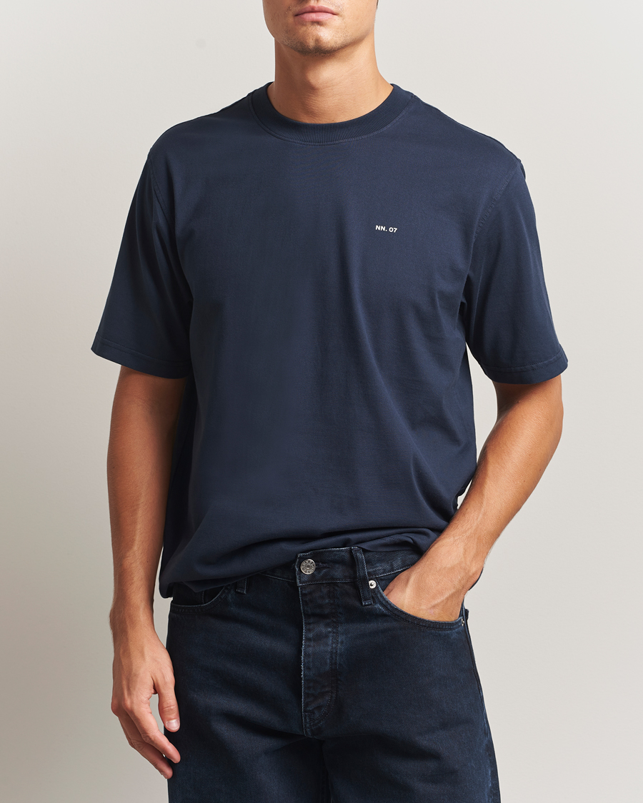Herren | T-Shirts | NN07 | Abel Logo Crew Neck T-Shirt Navy