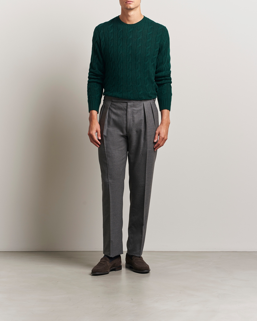 Herren | Pullover | Ralph Lauren Purple Label | Cashmere Cable Sweater Moss Agate