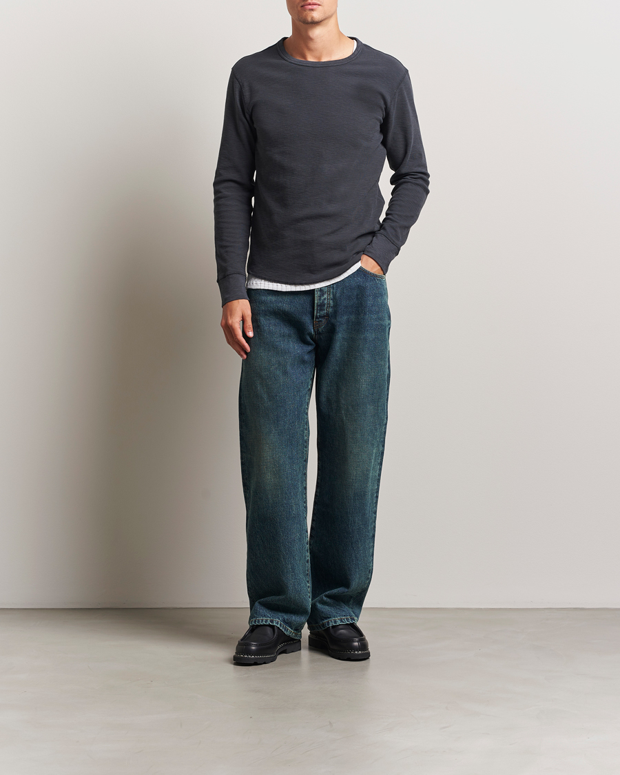 Herren | T-Shirts | Sunflower | Long Sleeve Waffle T-Shirt Washed Black