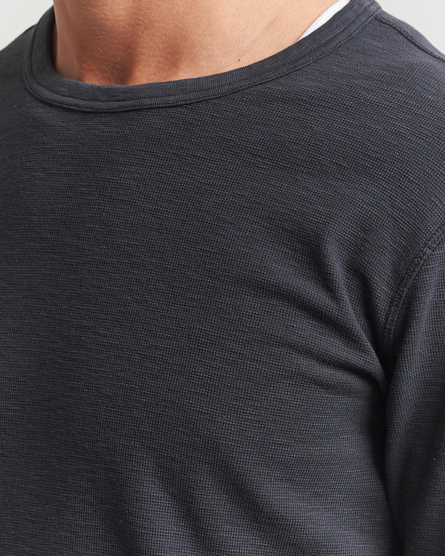 Herren | T-Shirts | Sunflower | Long Sleeve Waffle T-Shirt Washed Black