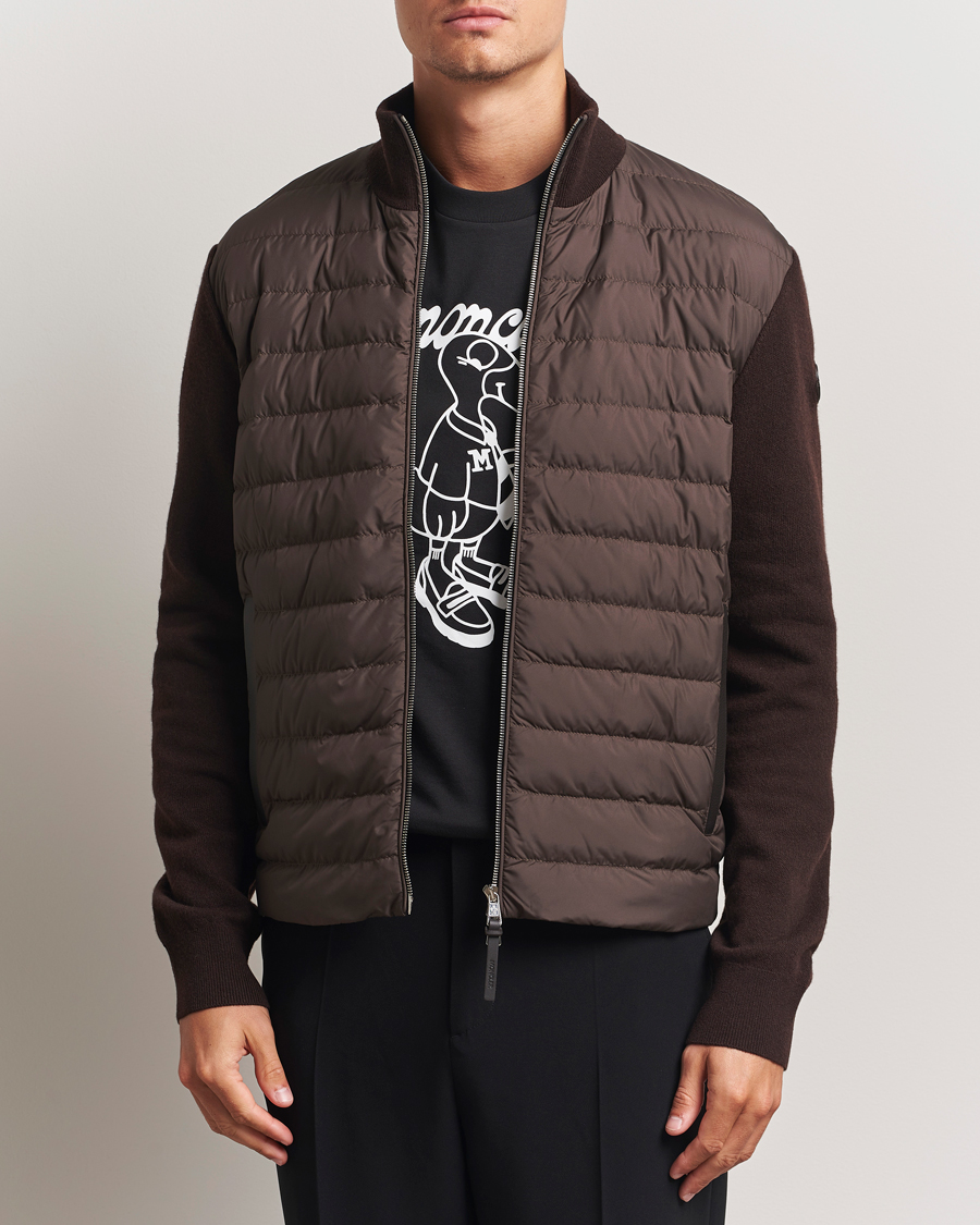 Herren | Pullover | Moncler | Full Zip Padded Cardigan Brown