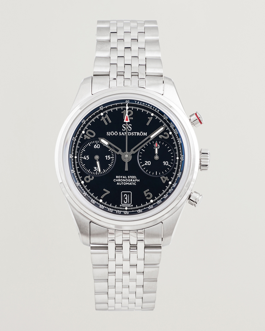 Herren | Sjöö Sandström Royal Steel Chronograph 40mm Black Dial | Sjöö Sandström | Royal Steel Chronograph 40mm Black Dial
