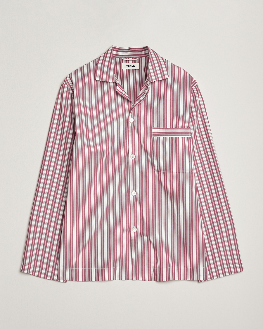 Herren | Schlafanzüge & Bademäntel | Tekla | Poplin Pyjama Shirt Rhubarb Stripes