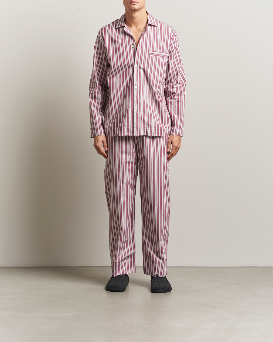 Herren | Schlafanzüge & Bademäntel | Tekla | Poplin Pyjama Shirt Rhubarb Stripes