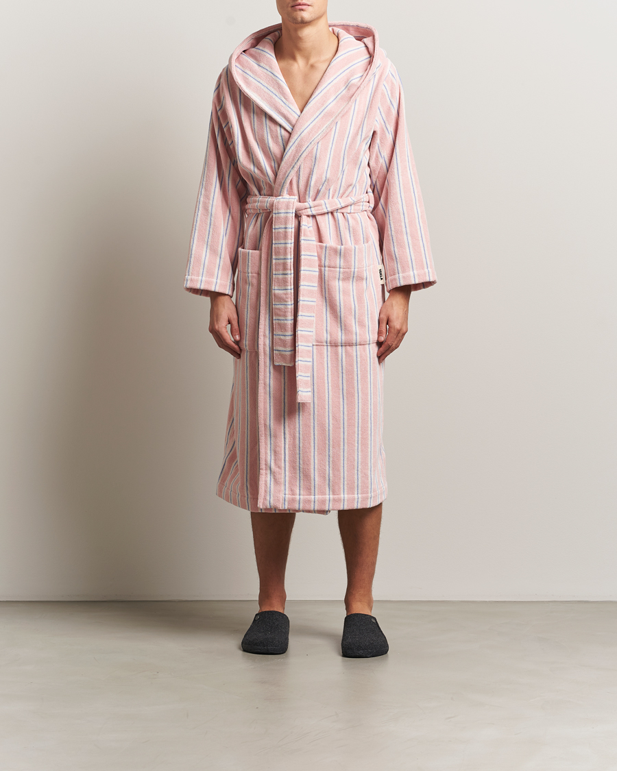 Herren | Schlafanzüge & Bademäntel | Tekla | Organic Terry Hooded Bathrobe Candy Stripes