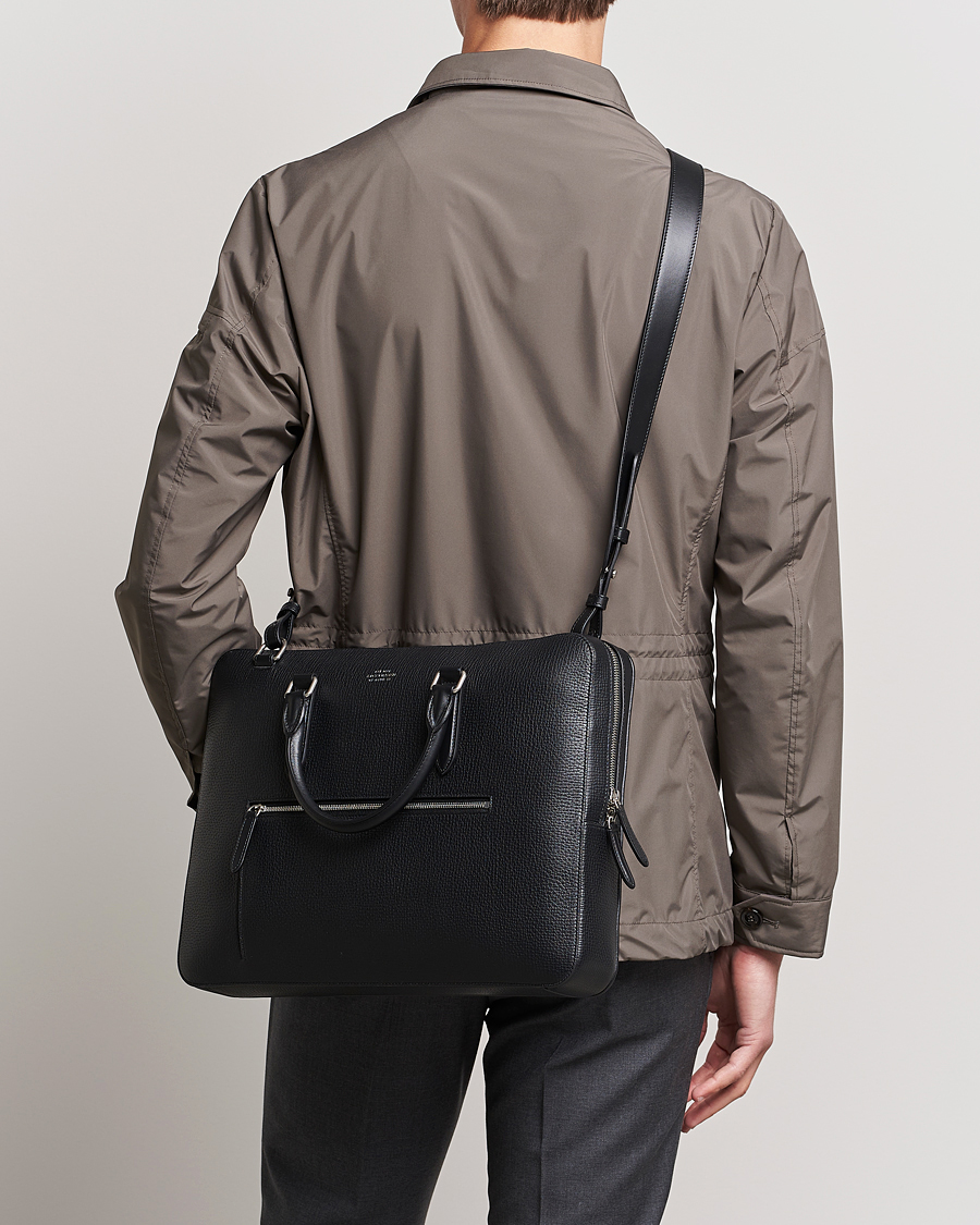 Herren | Smythson Ludlow Slim Briefcase With Zip Front Black | Smythson | Ludlow Slim Briefcase With Zip Front Black