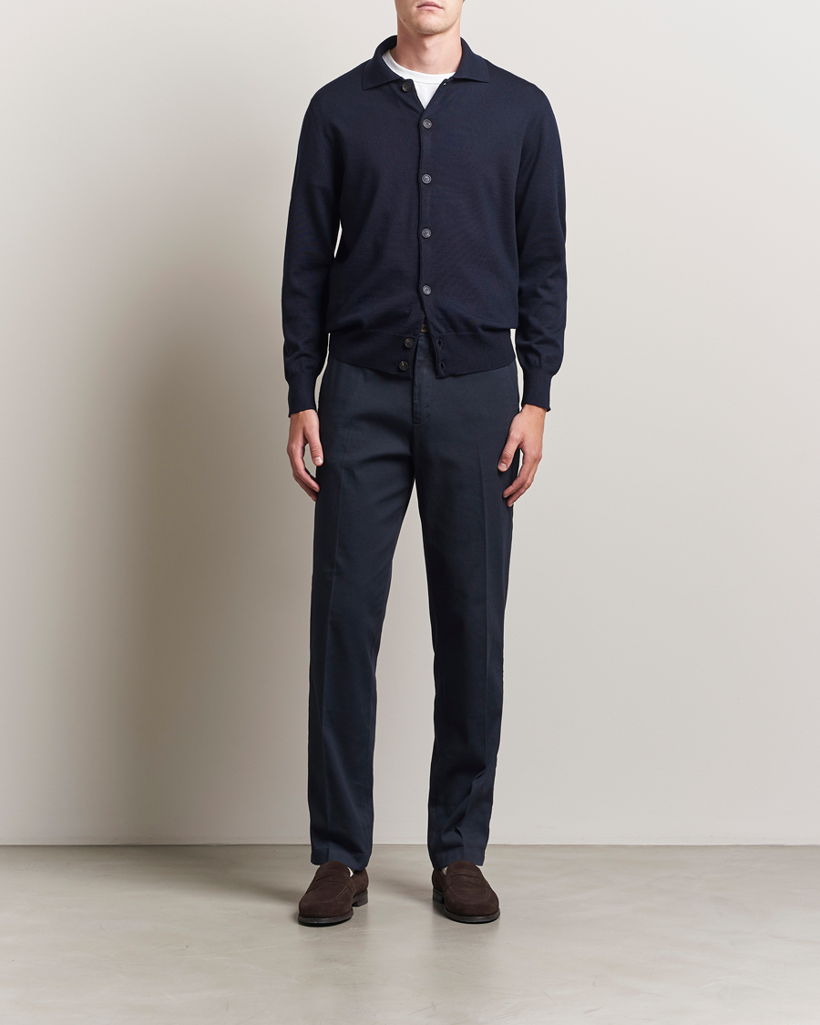 Herren | Pullover | Altea | Merino Wool Cardigan Navy