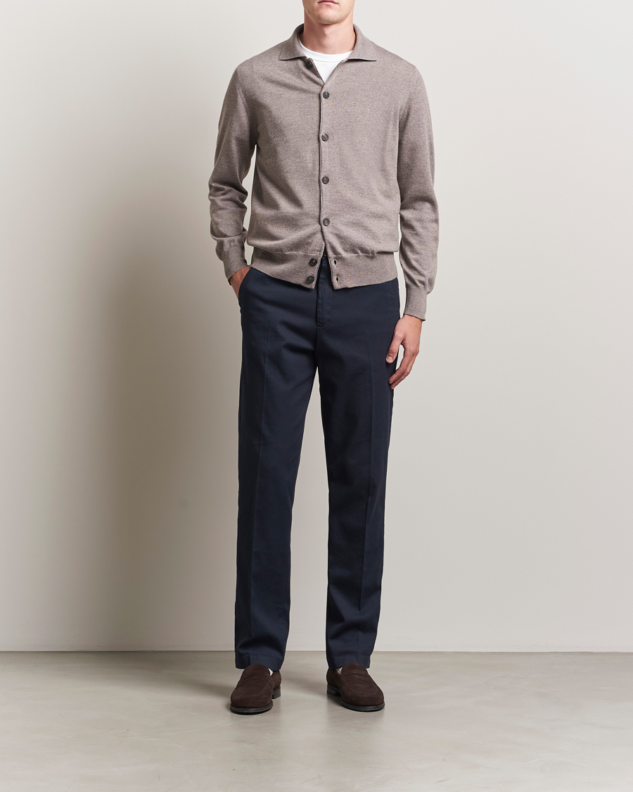 Herren | Pullover | Altea | Merino Wool Cardigan Taupe