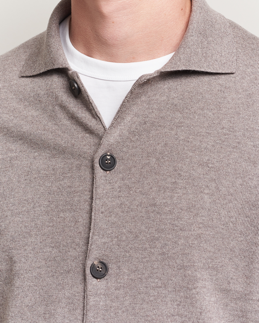 Herren | Pullover | Altea | Merino Wool Cardigan Taupe