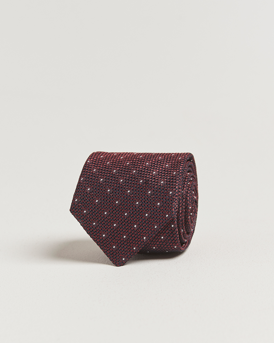 Herren | Amanda Christensen Silk Grenadine Dot 8cm Tie Wine | Amanda Christensen | Silk Grenadine Dot 8cm Tie Wine