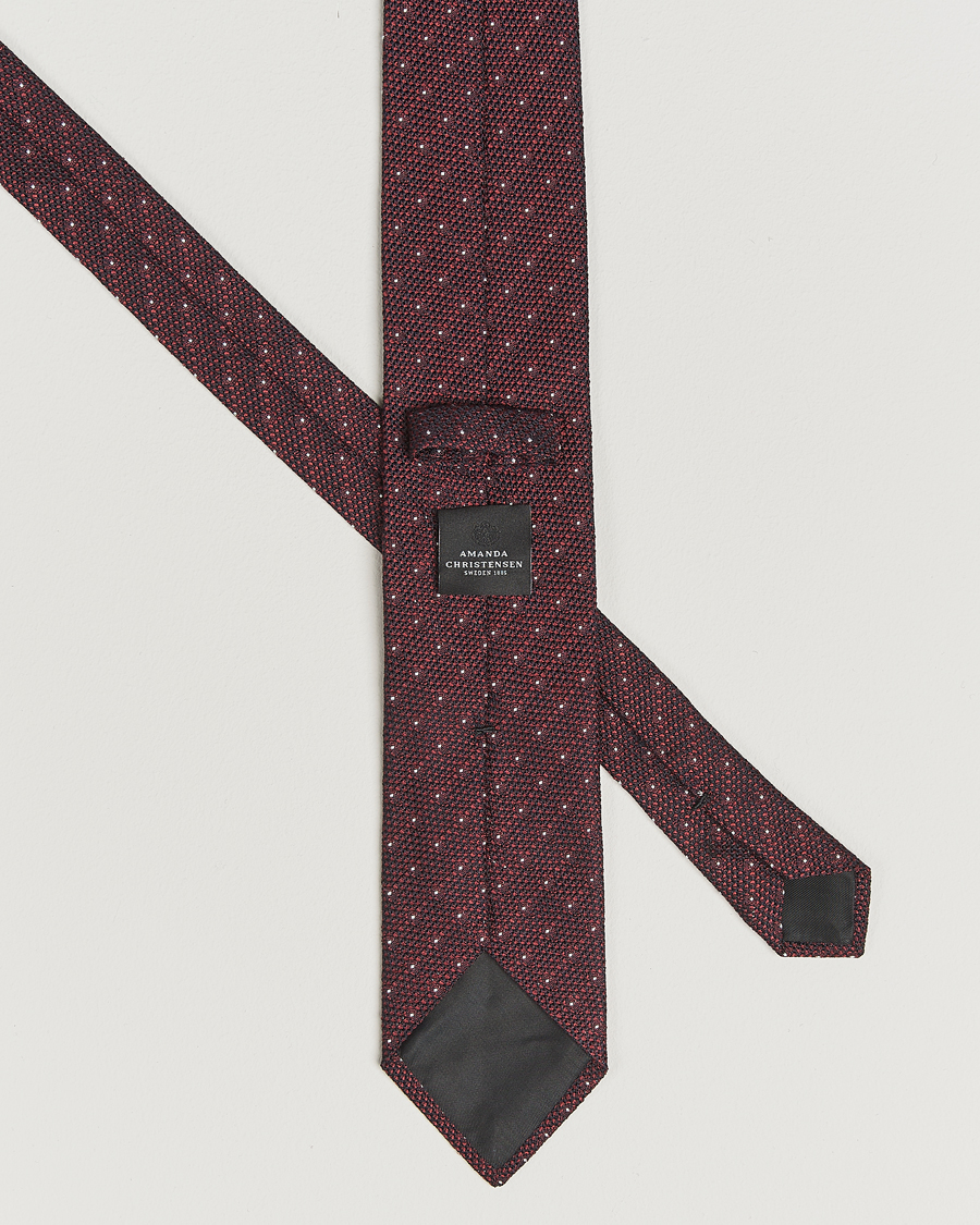 Herren | Amanda Christensen Silk Grenadine Dot 8cm Tie Wine | Amanda Christensen | Silk Grenadine Dot 8cm Tie Wine