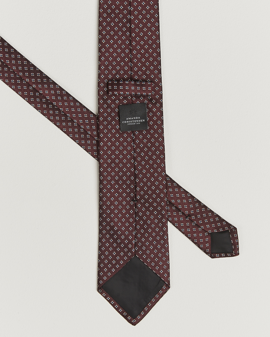 Herren | Amanda Christensen Silk Flower 8cm Tie Wine | Amanda Christensen | Silk Flower 8cm Tie Wine