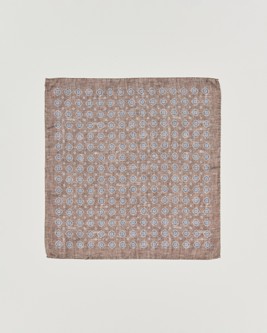 Herren | Einstecktücher | Amanda Christensen | Silk Oxford Printed Flower Pocket Square Beige