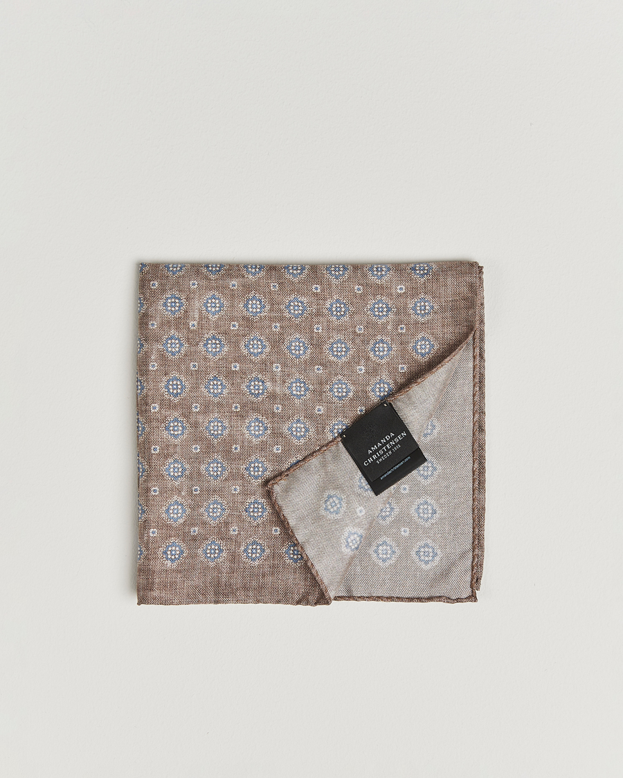 Herren | Einstecktücher | Amanda Christensen | Silk Oxford Printed Flower Pocket Square Beige