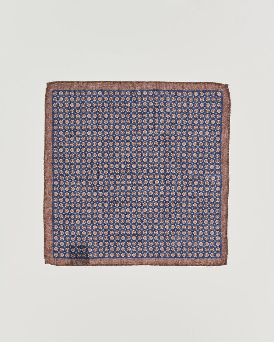 Herren | Einstecktücher | Amanda Christensen | Wool Printed Medallion Pocket Square Navy