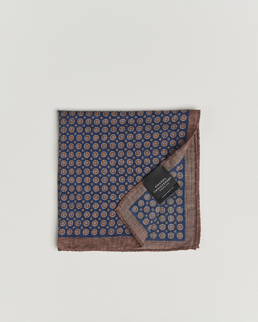 Herren | Einstecktücher | Amanda Christensen | Wool Printed Medallion Pocket Square Navy