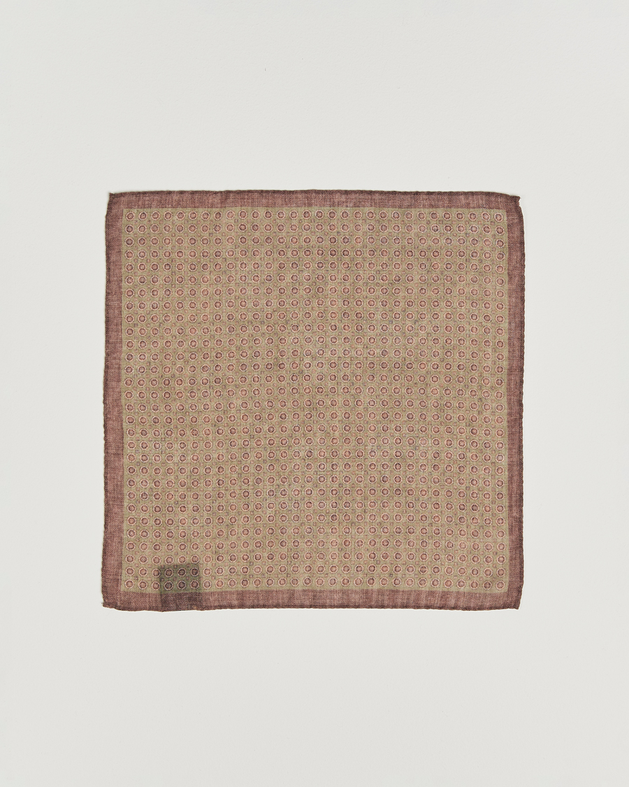 Herren | Einstecktücher | Amanda Christensen | Wool Printed Medallion Pocket Square Green