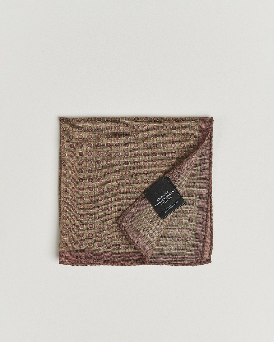 Herren | Einstecktücher | Amanda Christensen | Wool Printed Medallion Pocket Square Green