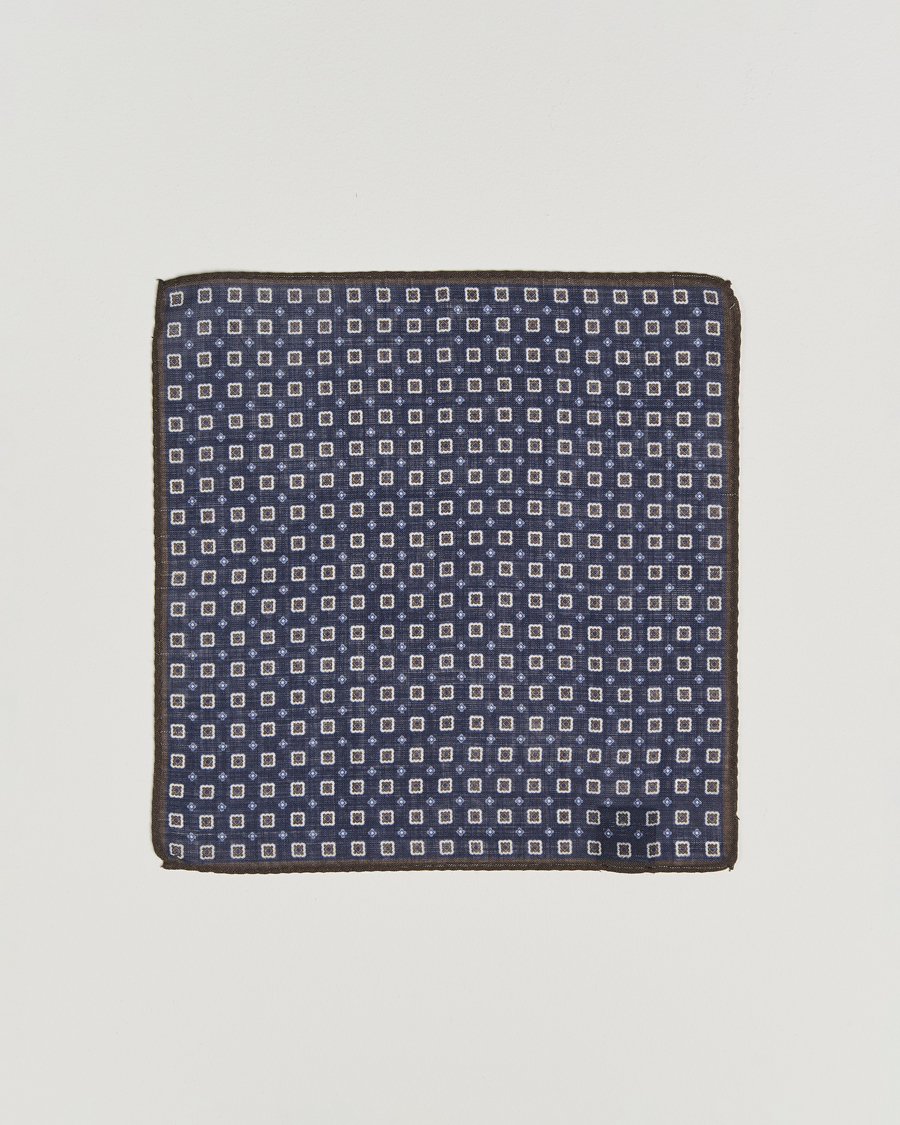 Herren | Einstecktücher | Amanda Christensen | Wool Printed Flower Pocket Square Navy