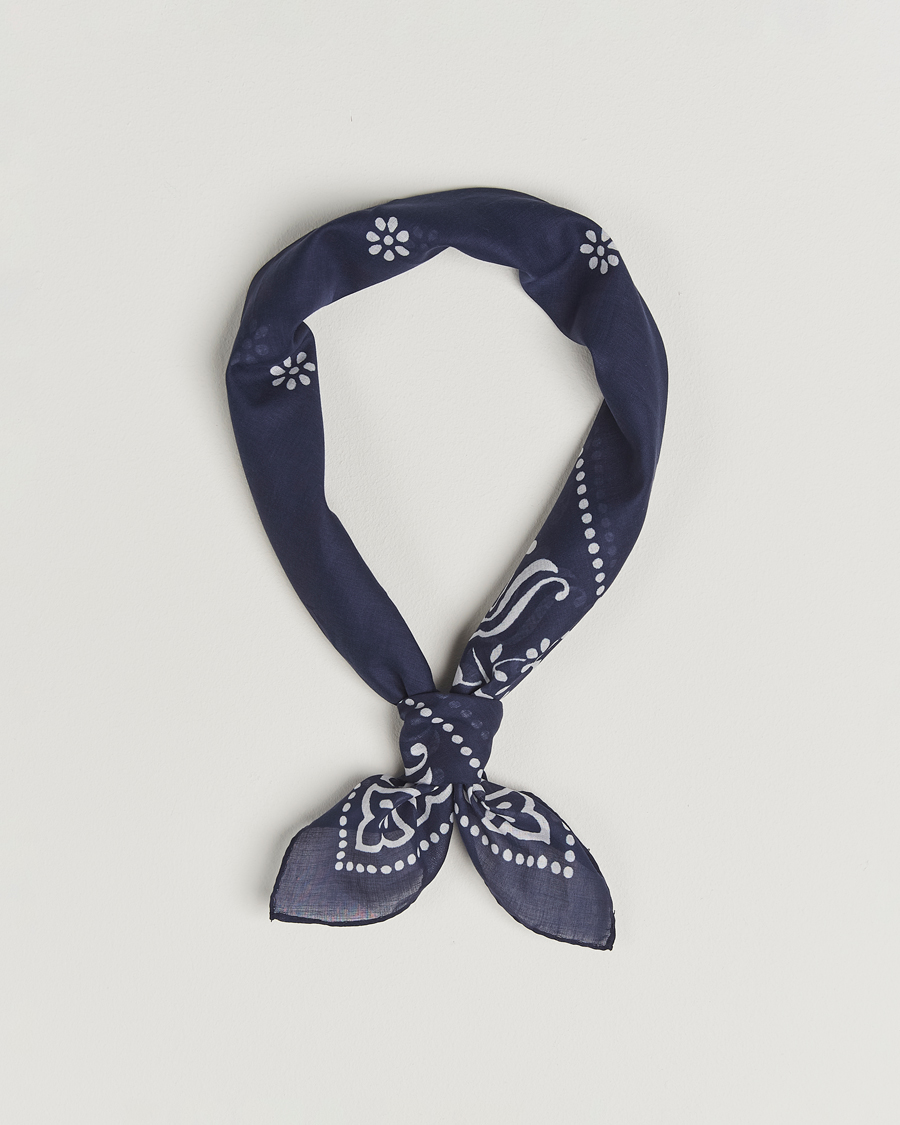 Herren | Tücher | Amanda Christensen | Cotton Voilé Printed Flower Bandana Navy