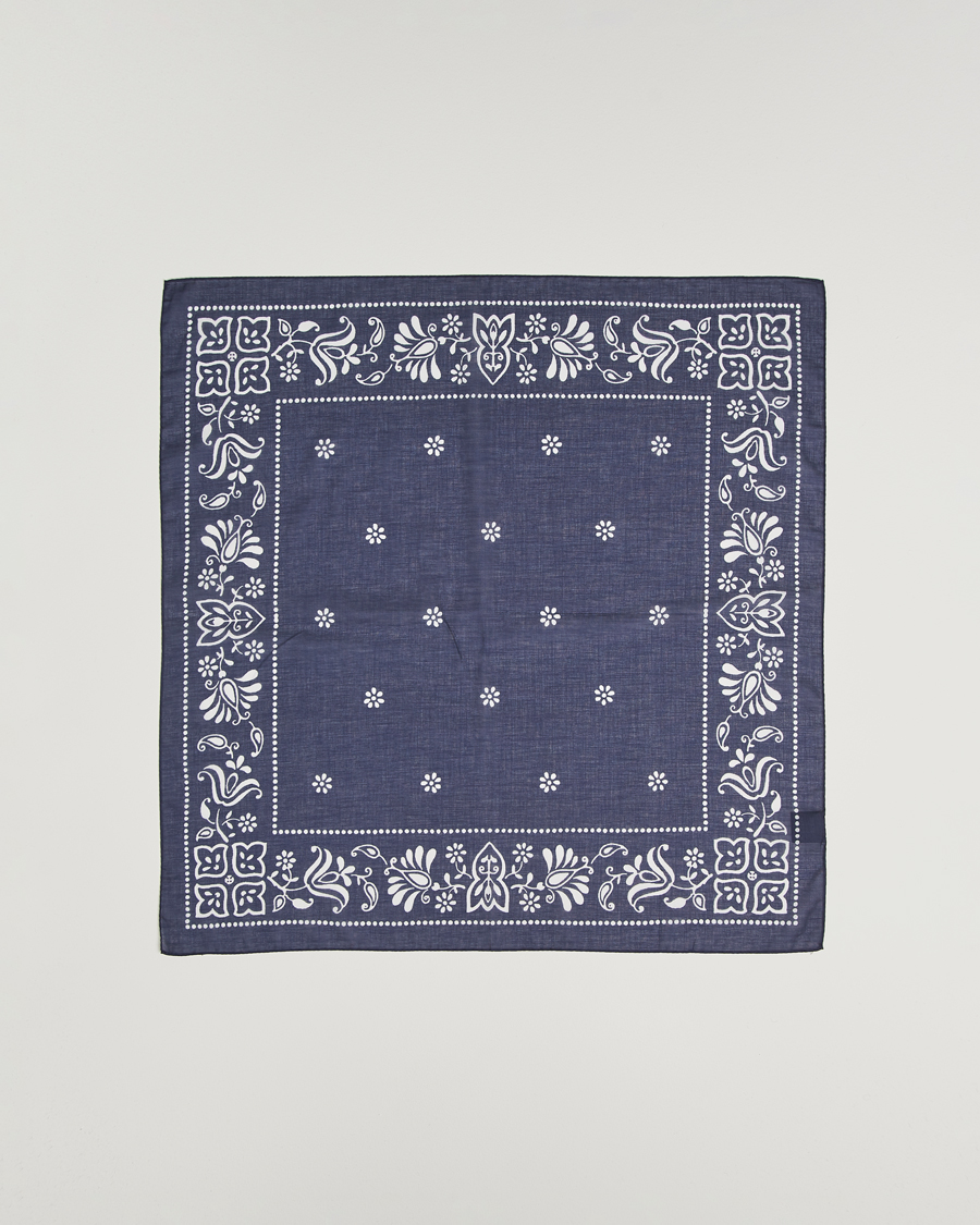 Herren | Tücher | Amanda Christensen | Cotton Voilé Printed Flower Bandana Navy
